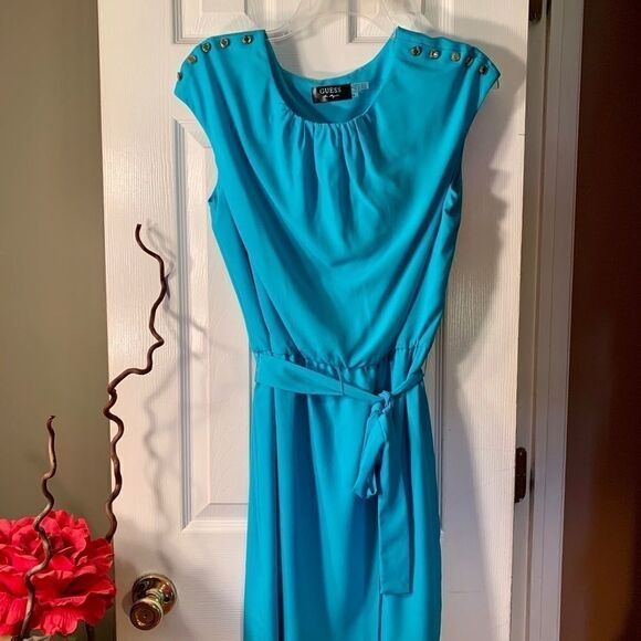 Teal Guess Dress in Crepe Size 8 - Picture 1 of 7